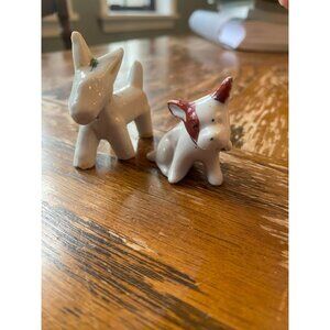Set Of 2 Vintage Japan Ceramic Terrier Figurines Hand-Painted Dog Collectibles M